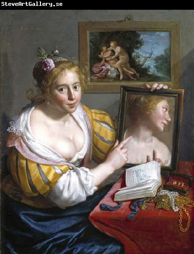 Paulus Moreelse Girl with a Mirror, an Allegory of Profane Love